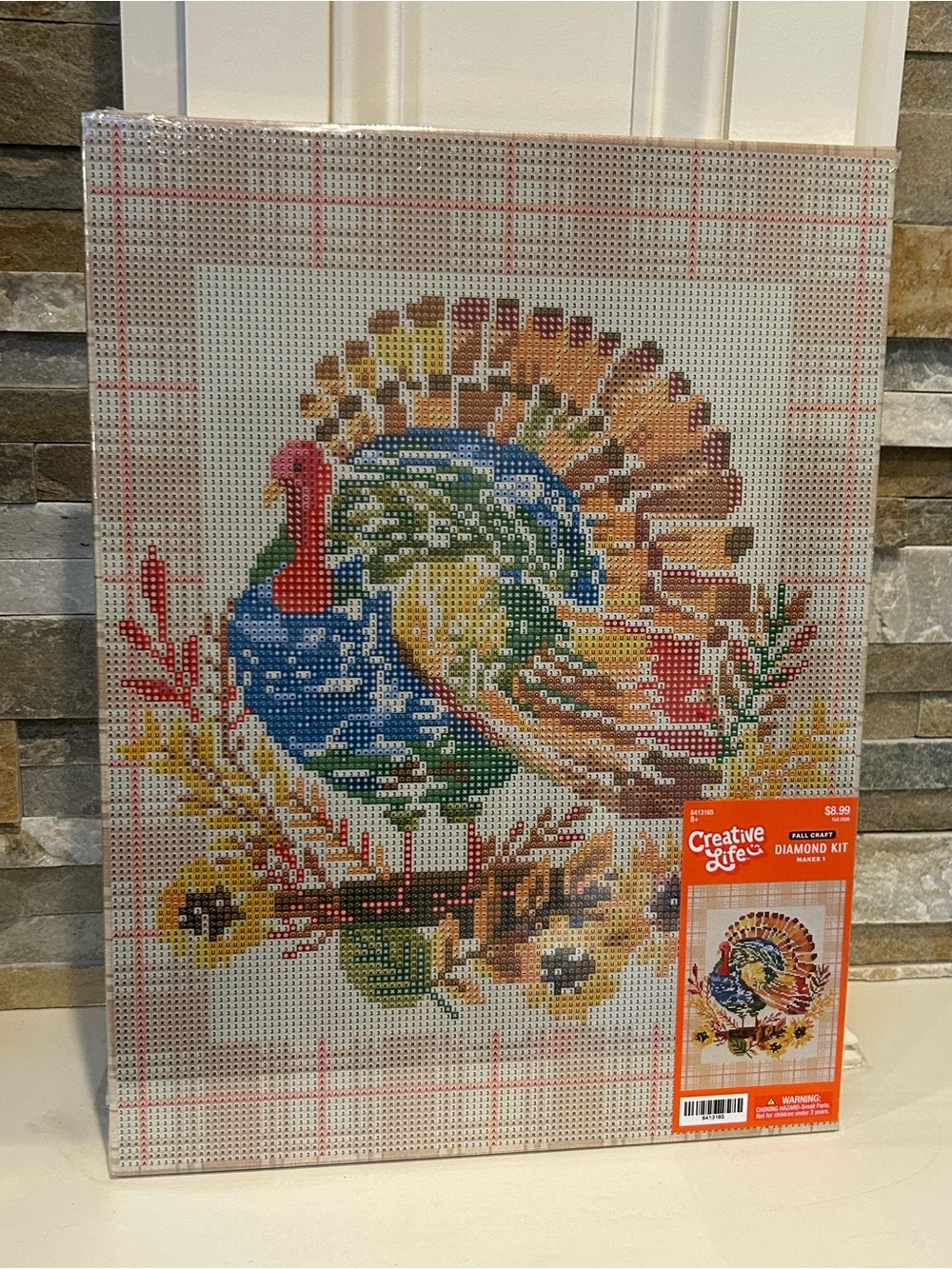 Fall Thanksgiving Multicolor Turkey Diamond Art Canvas Wall Decor
